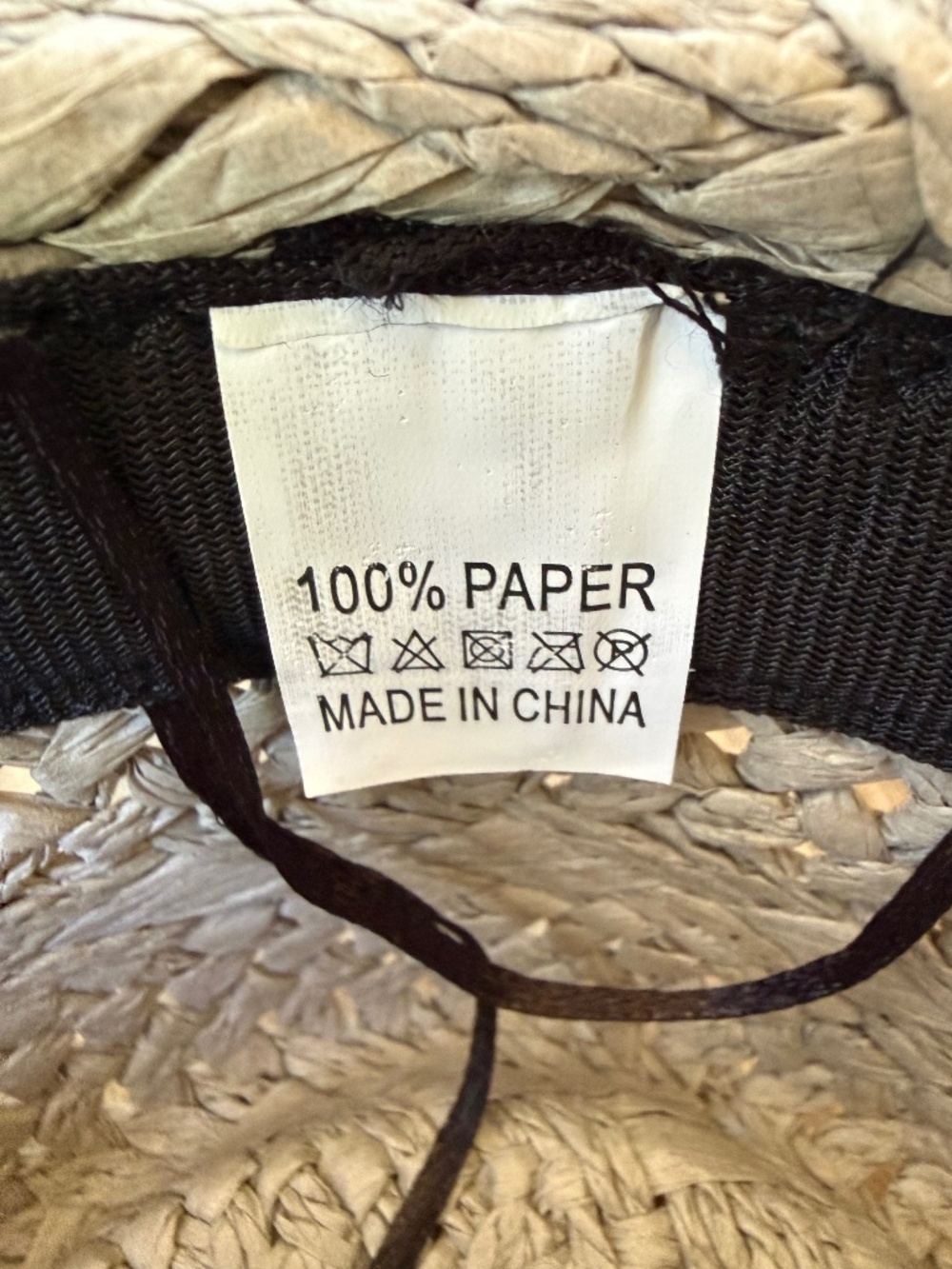 Paper Straw Hat With Ribbon Trim - Picture 7 of 9